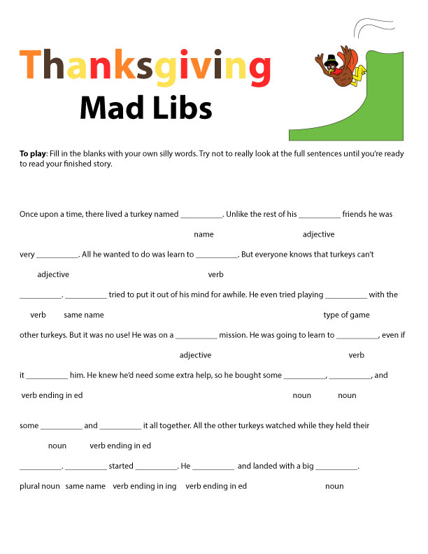 Thanksgiving Mad Libs - Modern Homemakers