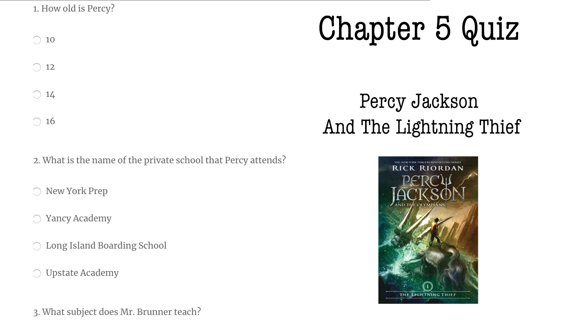 free percy jackson quizzes